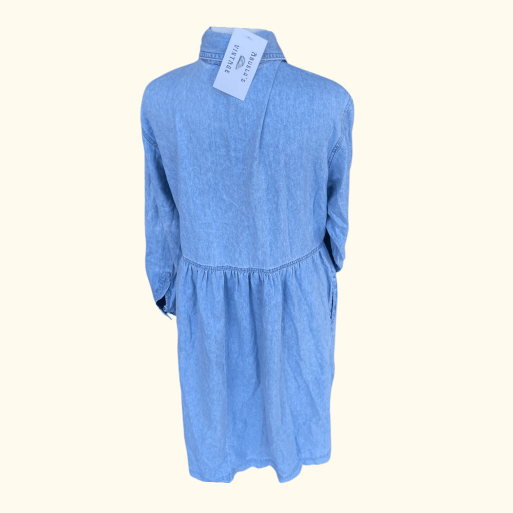 Fads Denim Shirt Dress | Light Blue Cotton | Size M | Vintage 90s - Picture 2 of 7